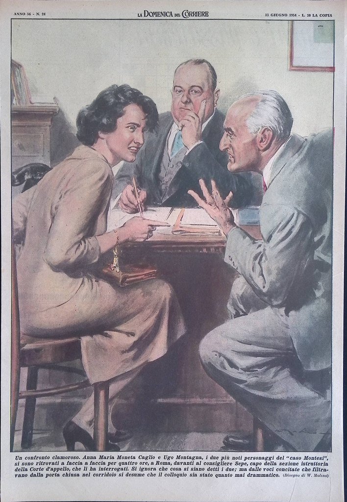 Retrocopertina Domenica del Corriere nr. 24 del 1954 Caglio e …