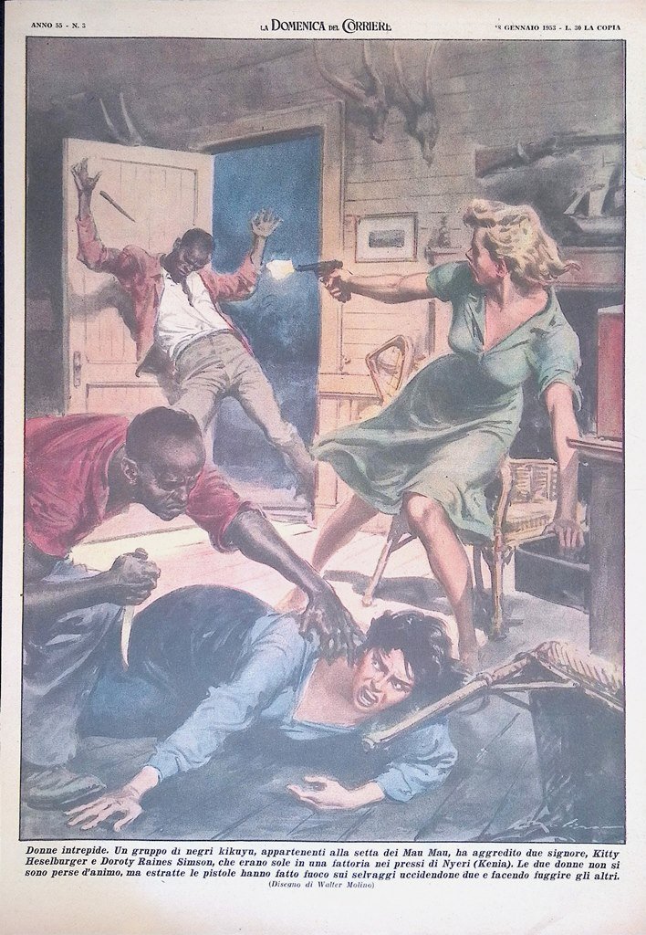 Retrocopertina Domenica del Corriere nr. 3 del 1953 Aggressione di …