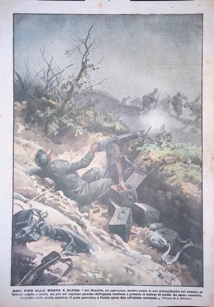 Retrocopertina Domenica del Corriere nr. 30 del 1918 WW1 Eroe …