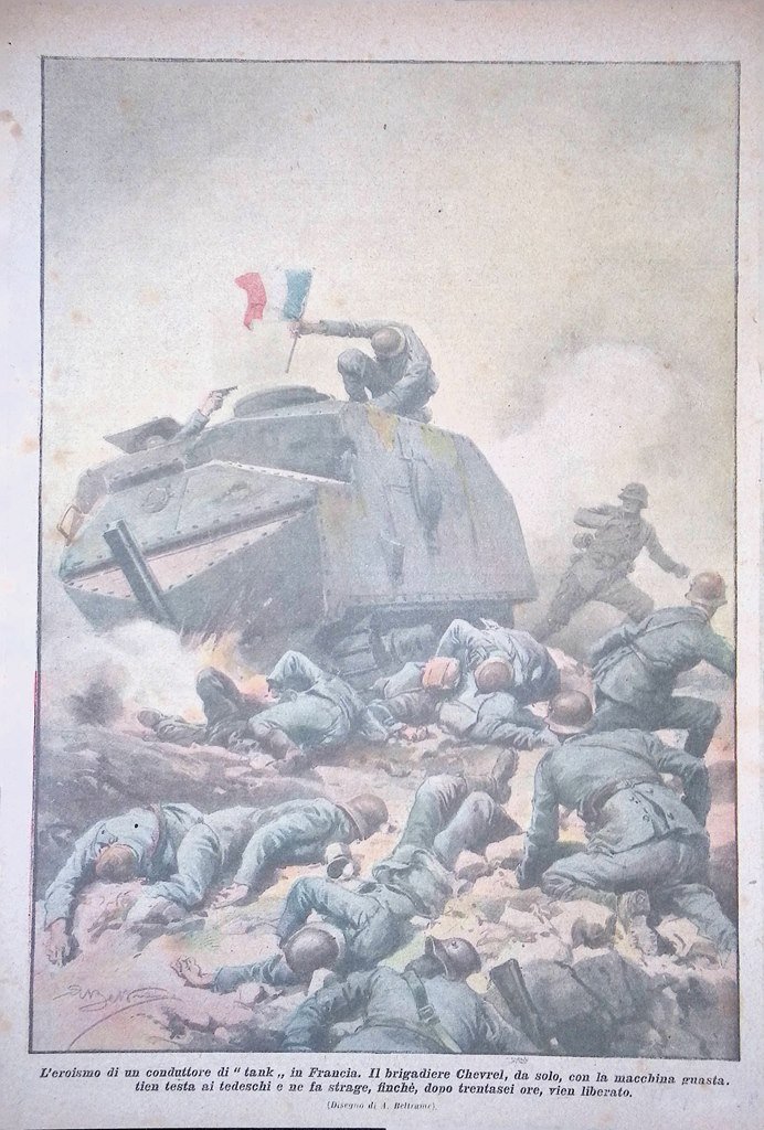 Retrocopertina Domenica del Corriere nr. 32 del 1918 WW1 Chevrel …