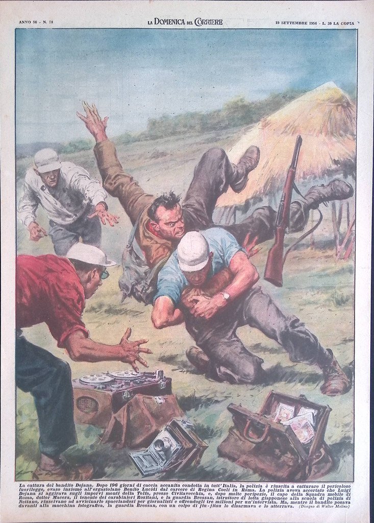 Retrocopertina Domenica del Corriere nr. 38 del 1954 Cattura del …