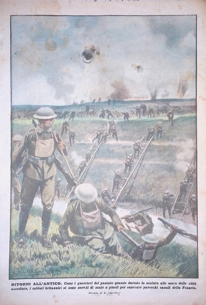 Retrocopertina Domenica del Corriere nr. 44 del 1918 WW1 Soldati …