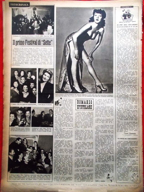 Rivista 7 Sette del 2 Dicembre 1945 Jessica Rogers Ragazze …