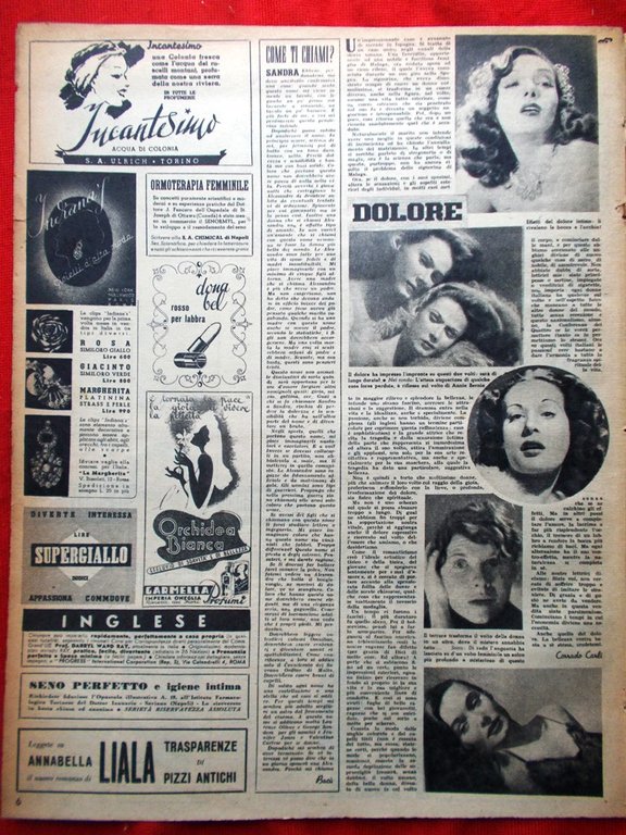 Rivista 7 Sette del 5 Gennaio 1947 Martha Vickers Bel …