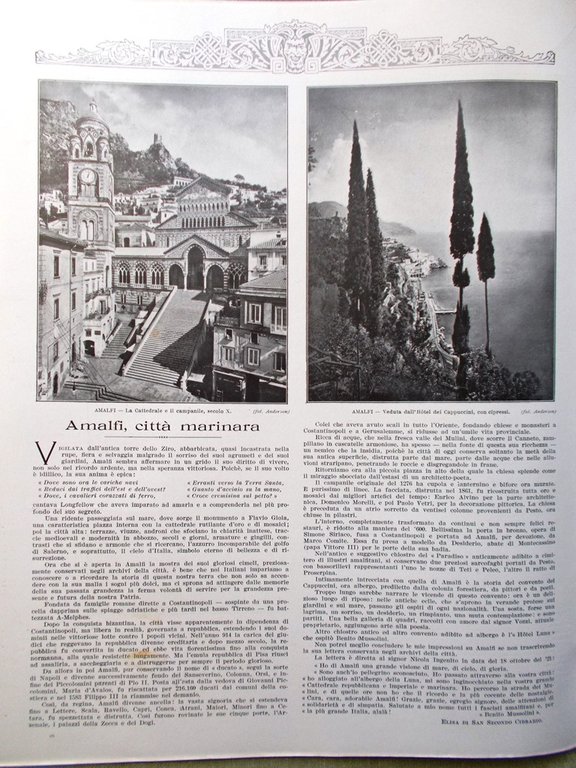 Scena Illustrata 1 Gennaio 1935 Amalfi Prati Mazzini Maddalena Linneo …