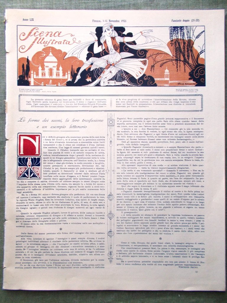 Scena Illustrata 1 Novembre 1923 Mussolini Puccini Telefonia Napoleone Trasporti