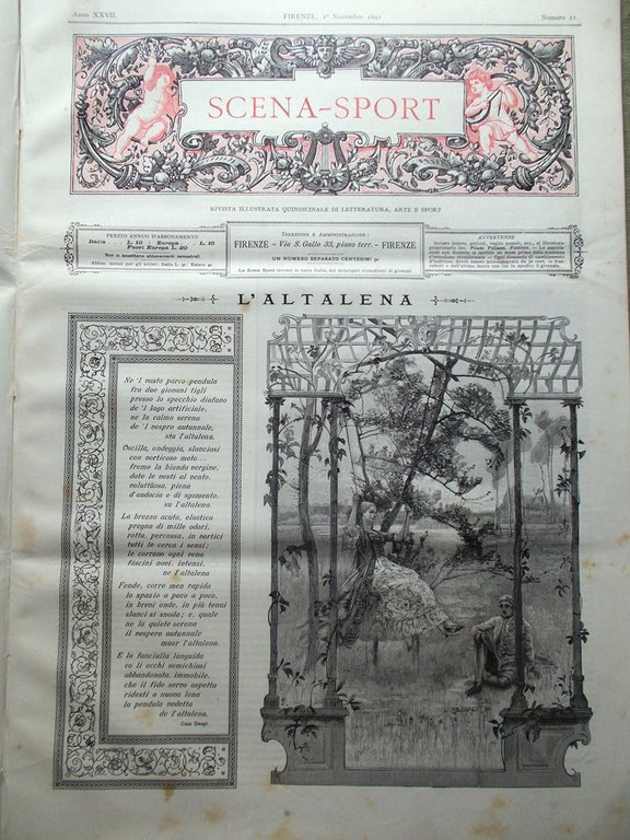 Scena Sport 1 Novembre 1891 Di Giorgi Papà-Avanti Marradi Cavallo …