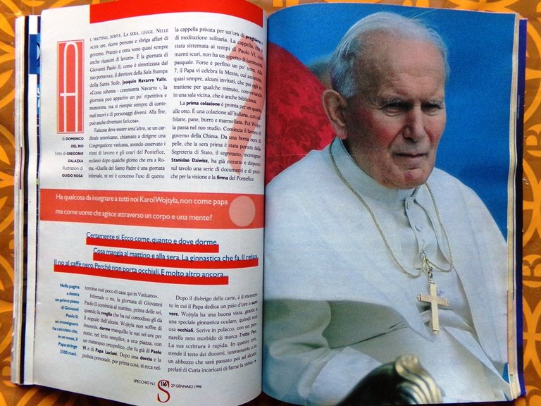 Specchio 27 Gennaio 1996 Primo Numero Assoluto Wojtyla Egitto Cucinotta … | Immagine Gallery 2