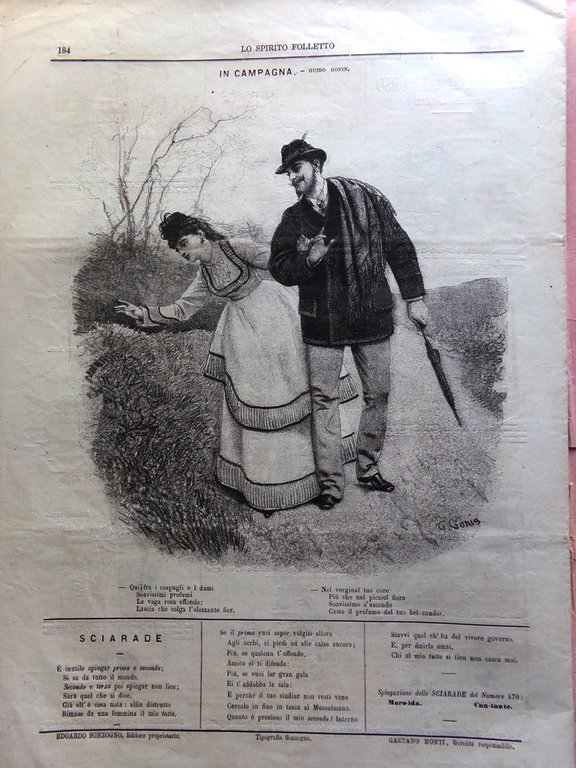 Spirito Folletto del 9 Giugno 1870 Gonin Corse Ippiche Caccia …