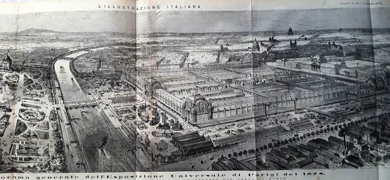 Stampa del 1878 Panorama Generale Esposizione di Parigi Trocadero Campo …