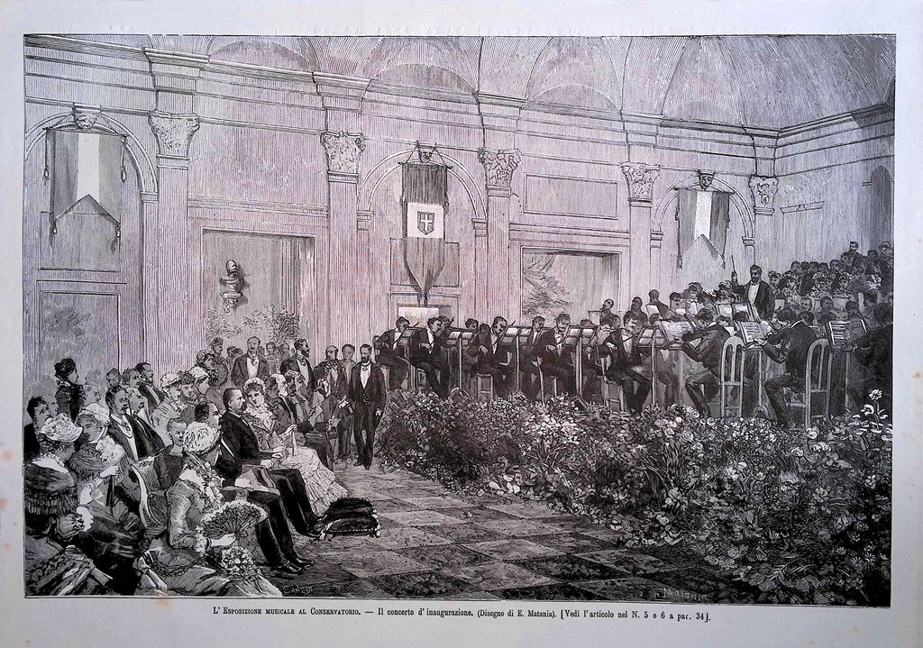 Stampa del 1881 Concerto Inaugurazione Conservatorio Matania