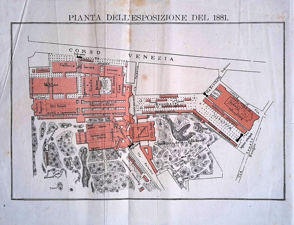 Stampa del 1881 Pianta Esposizione di Milano