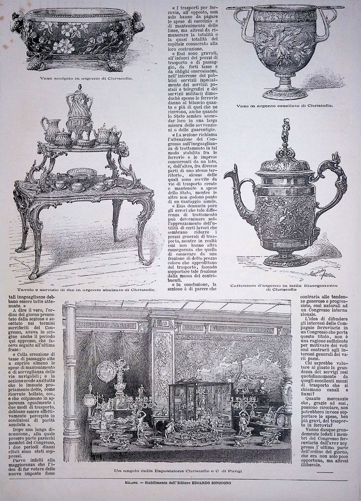 Stampa del 1889 Angolo della Esposizione Christofle di Parigi