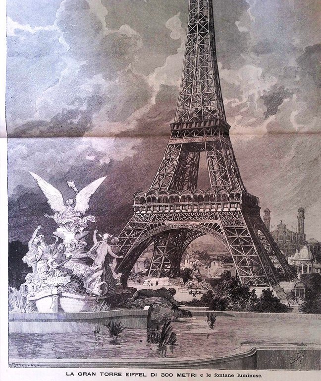 Stampa del 1889 Inaugurazione della Tour Eiffel Esposizione di Parigi …