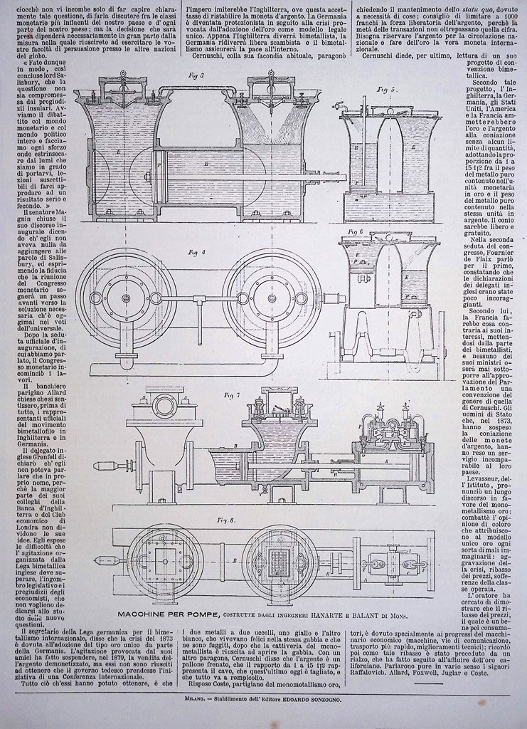 Stampa del 1889 Macchine per Pompe Ingegneri Hanarte Balant Mons …