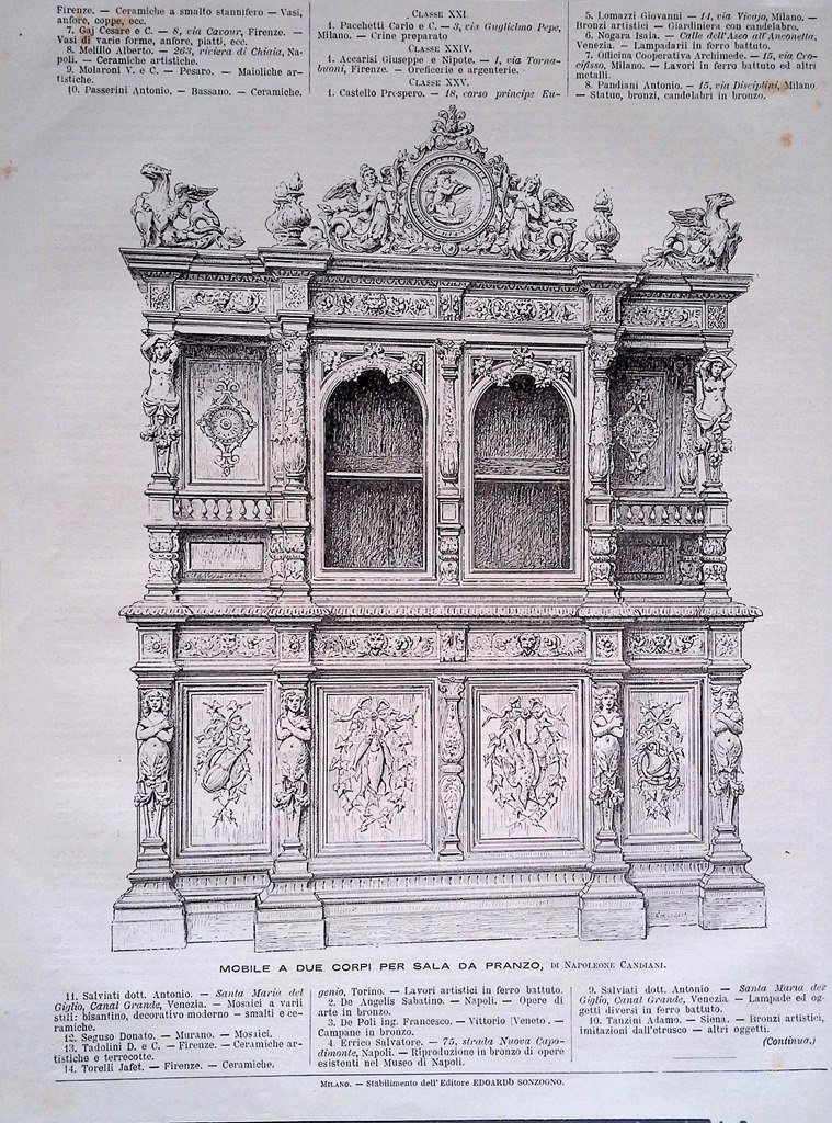 Stampa del 1889 Mobile a due corpi per sala da …