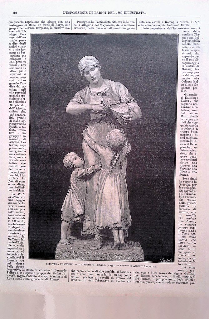 Stampa del 1889 Scultura Francese di Louis-Albert Lefeuvre Esposizione Parigi