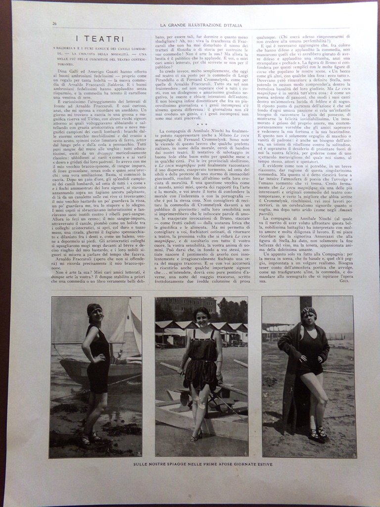 Stampa del 1925 Principessa Maria del Belgio Spiagge Italiane Giornate …