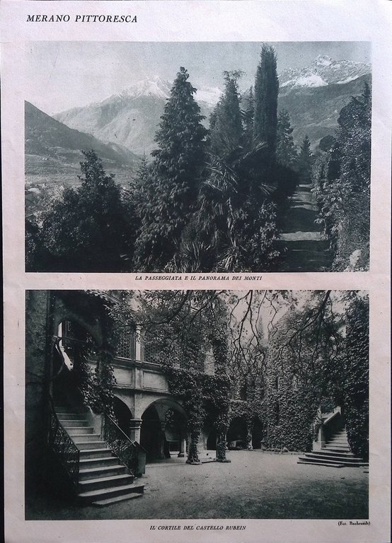 Stampa del 1926 Merano Ponte Romano Castello Fontana Rubein Passeggio … | Immagine Gallery 2