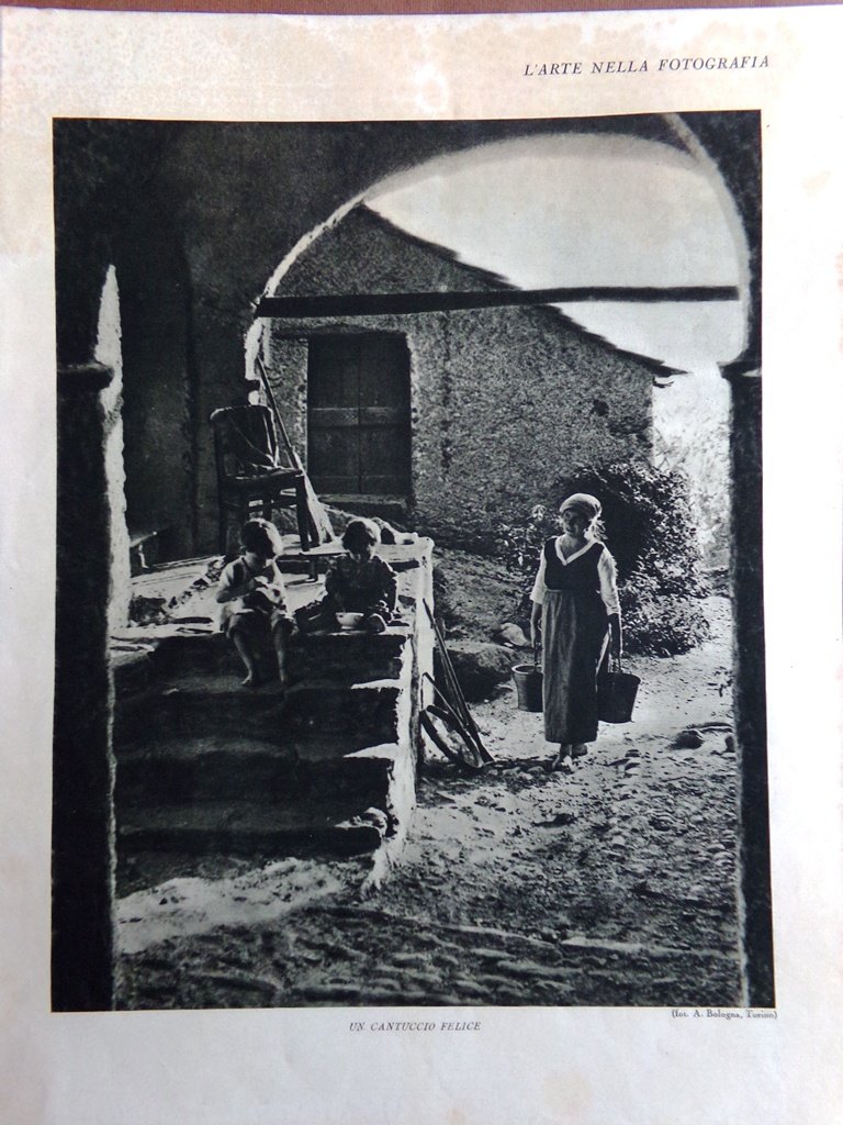 Stampa del 1927 Arte Fotografia Courmayeur Borgata Saxe Pragelato Cantuccio