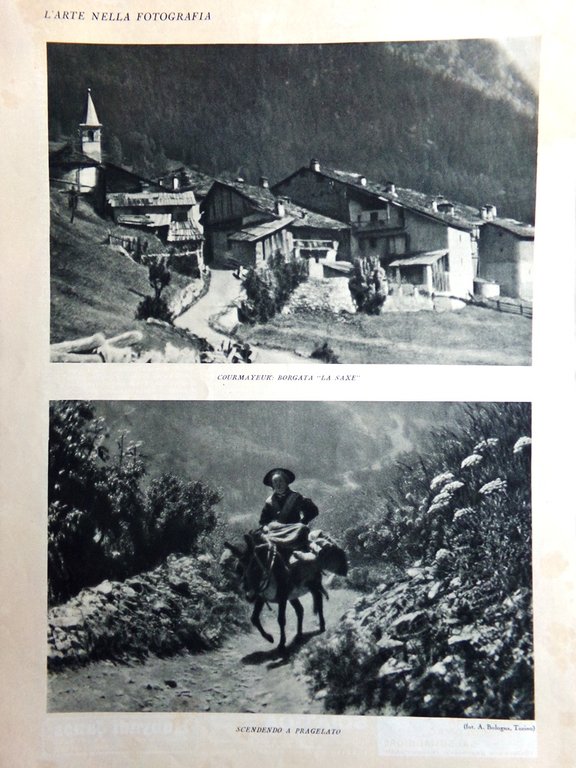 Stampa del 1927 Arte Fotografia Courmayeur Borgata Saxe Pragelato Cantuccio