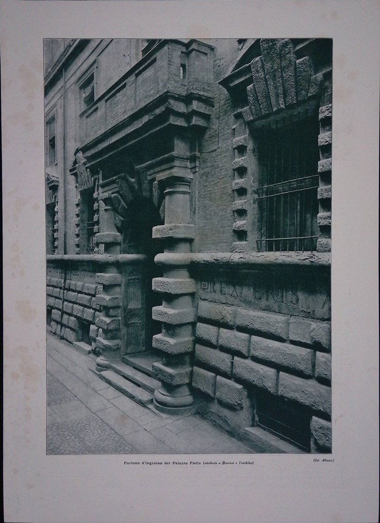 Stampa del 1927 Bologna Piella Portone Barozzi Terribilia Angolo San …