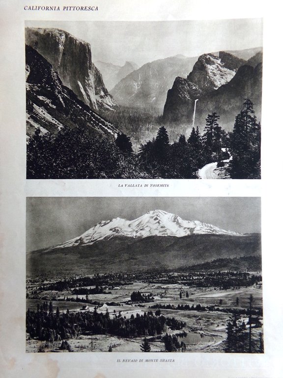 Stampa del 1927 California Nevaio Monte Shasta Yosemite Montagne Nere …