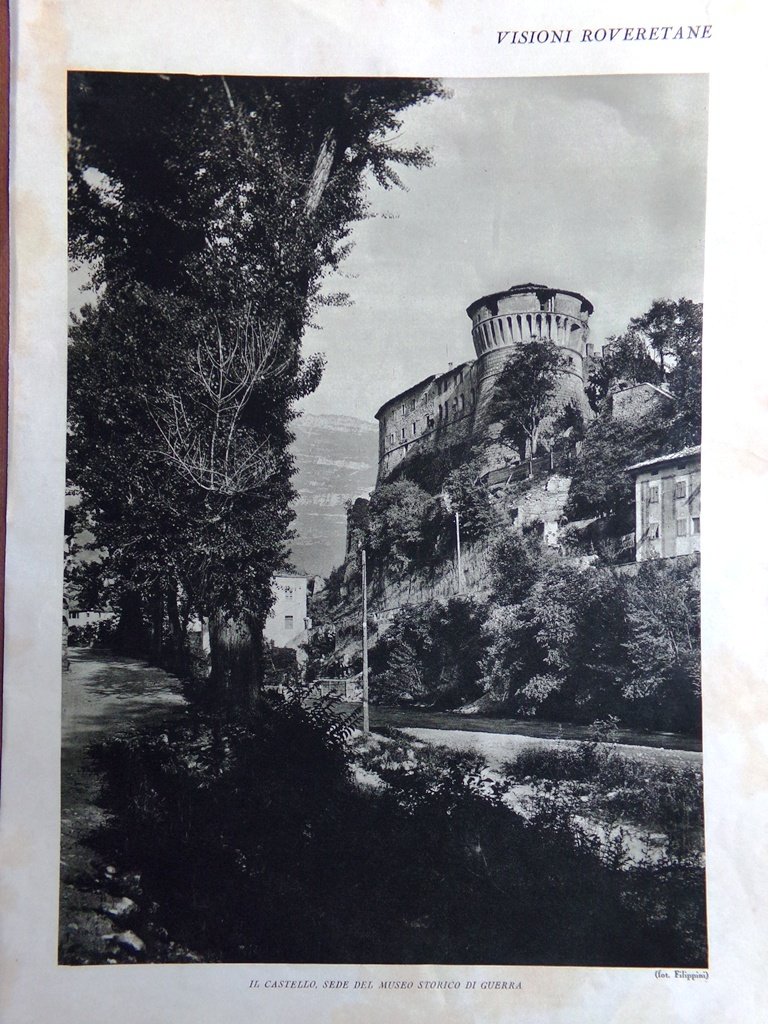 Stampa del 1927 Castello Rovereto Orrido San Colombano
