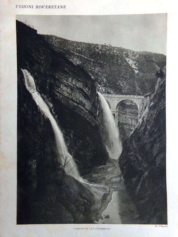 Stampa del 1927 Castello Rovereto Orrido San Colombano