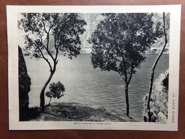 Stampa del 1927 Lago d'Iseo Strada di Bogn Salto Castro …