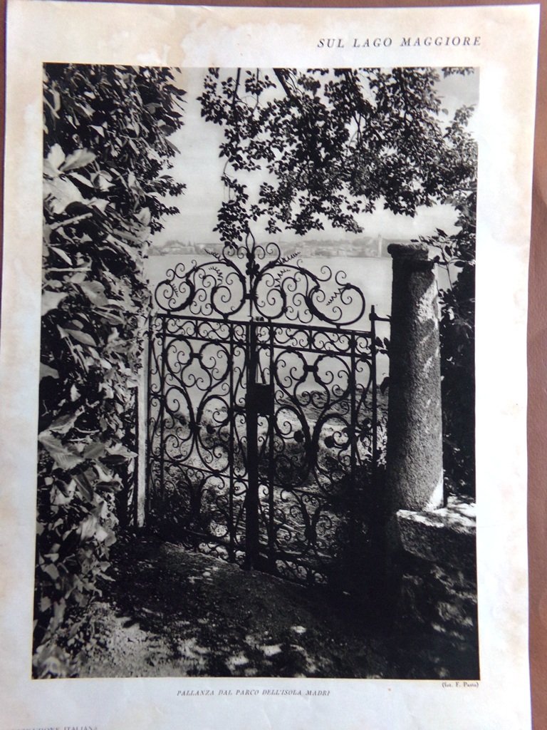 Stampa del 1927 Lago Maggiore Pallanza Darsena Isola Pescatori