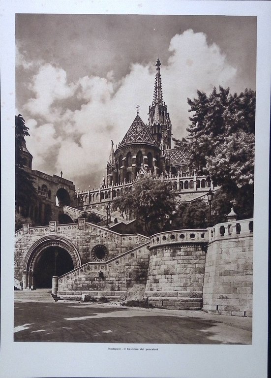 Stampa del 1927 Le Capitali La chiesa Incoronazione Budapest Bastione …