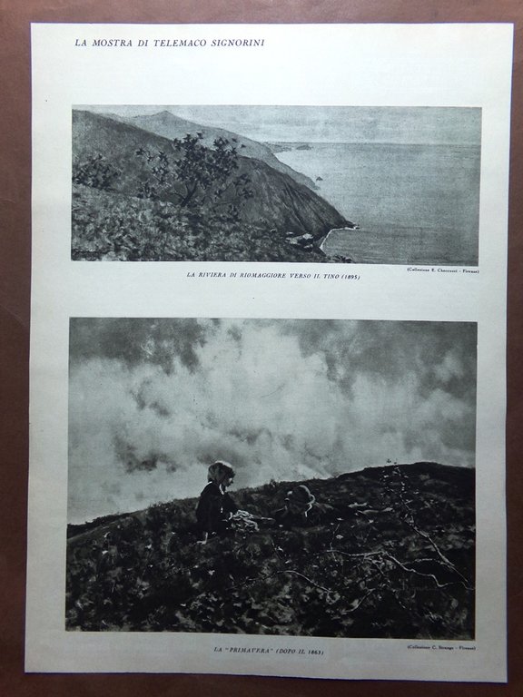 Stampa del 1927 Mostra Telemaco Signorini Riomaggiore Pietramala Tino Primavera