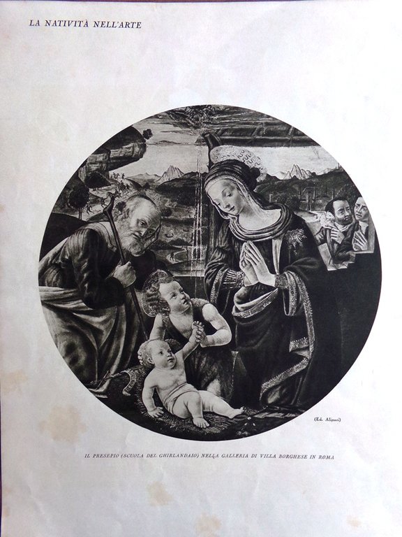 Stampa del 1927 Natività Arte Alfonso Durero Adorazione Magi Presepio