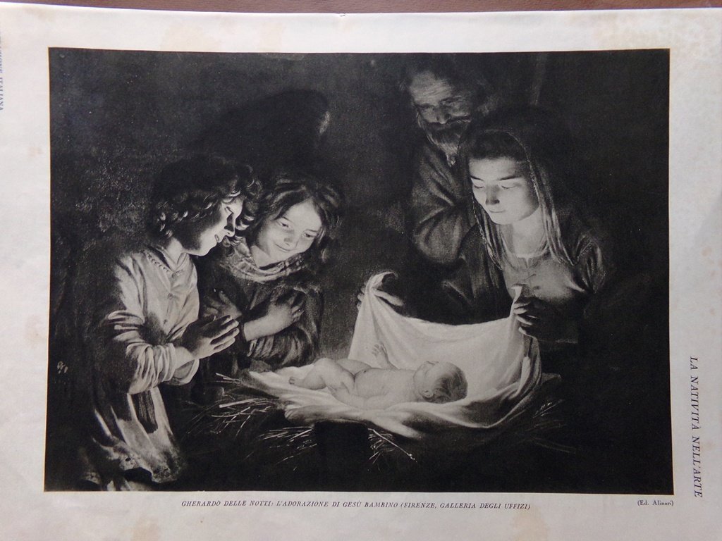 Stampa del 1927 Natività Arte Gherardo delle Notti Adorazione Lippi …