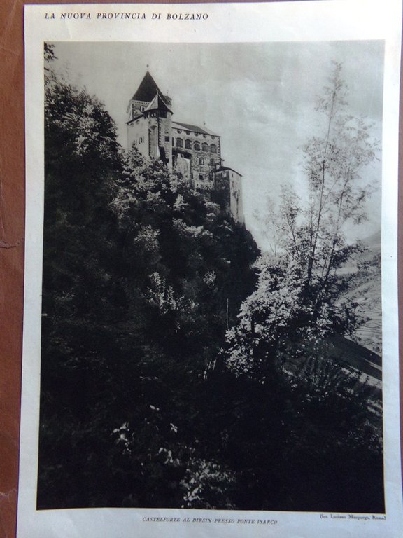 Stampa del 1927 Nuova Provincia Bolzano Castelforte Dirsin Val d'Ega …