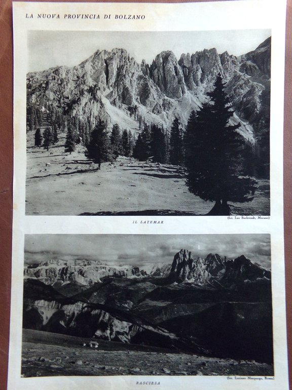 Stampa del 1927 Nuova Provincia Bolzano Latermar Rasciesa Piramidi Terra …