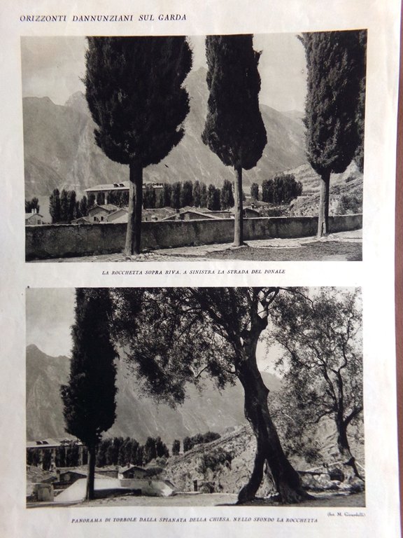 Stampa del 1927 Orizzonti sul Garda Torbole Limone Malcesine Rocchetta …