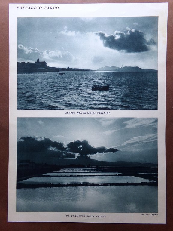 Stampa del 1927 Paesaggio Sardo Nuraghe di Borore Aurora Golfo …