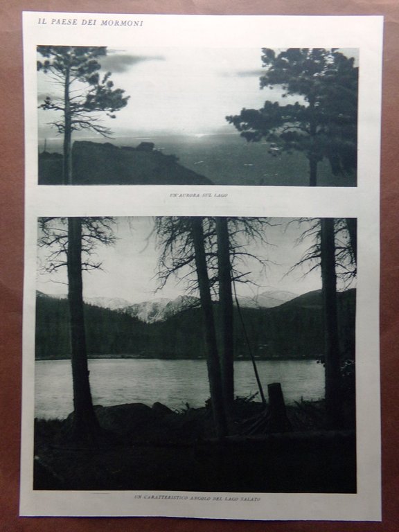 Stampa del 1927 Paese Mormoni Utah Salt Lake Monte Timpanogos …
