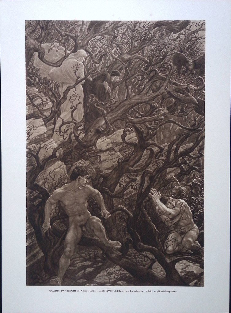 Stampa del 1927 Quadri Danteschi Amos Nattini Canto XVIII Inferno …