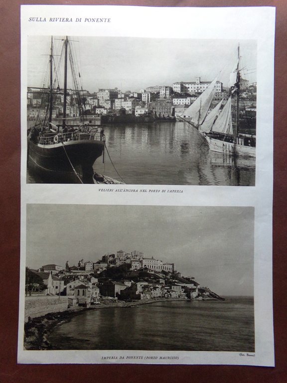 Stampa del 1927 Riviera Ponente Imperia Porto Velieri Maurizio Casa …