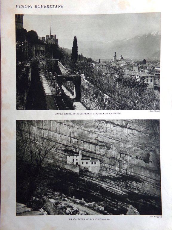 Stampa del 1927 Rovereto Cappella San Colombano Torrente Leno in …