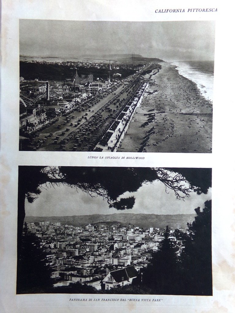 Stampa del 1927 San Francisco Spiaggia Hollywood California Foreste del …