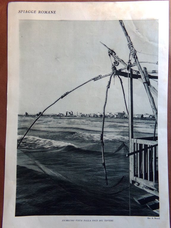 Stampa del 1927 Spiagge Romane Lido di Ostia Fiumicino dalla …