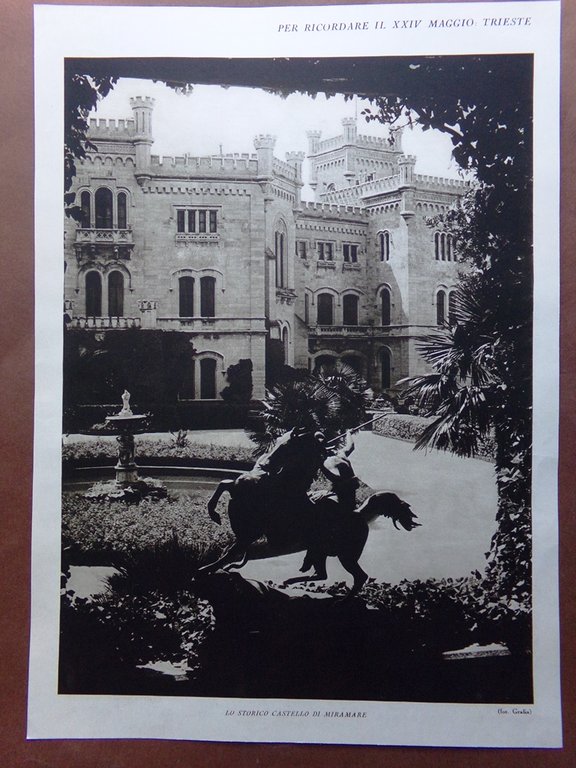 Stampa del 1927 Trieste Castello Miramare Navi all'ancora nel Porto | Immagine Gallery 1