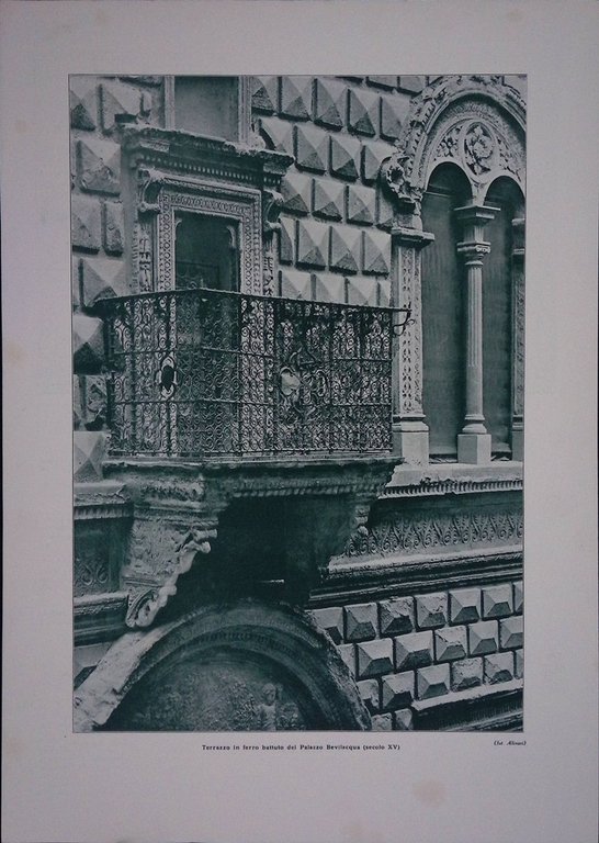 Stampa del 1927 Via Rolandino Bologna Fiori Palazzo Bevilacqua