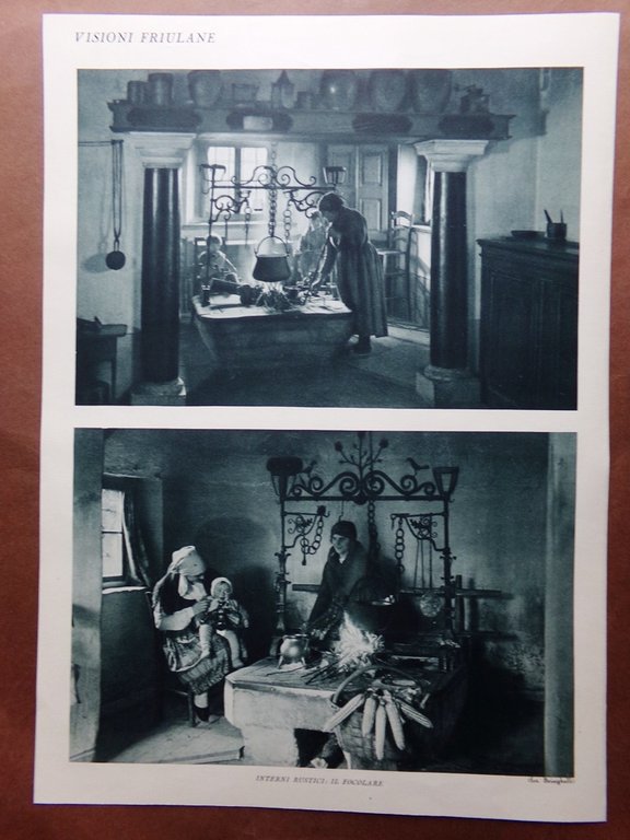 Stampa del 1927 Visioni del Friuli Quartetto Paesano Interni Rustici …