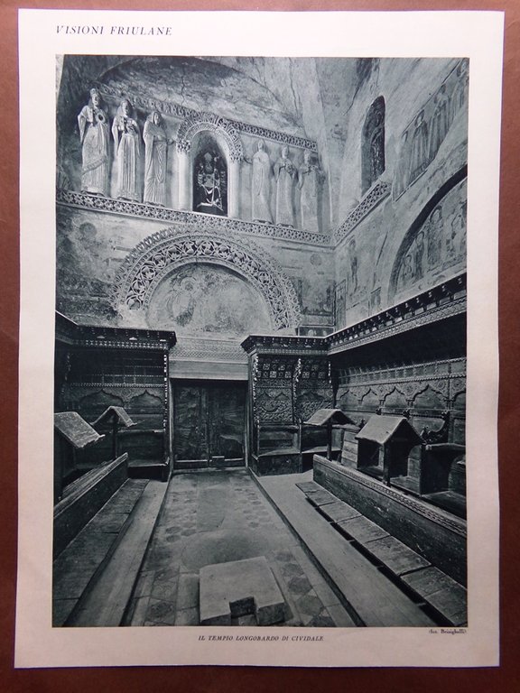 Stampa del 1927 Visioni Friuli Chiesetta Sant'Eufemia Tempio Longobardo Cividale