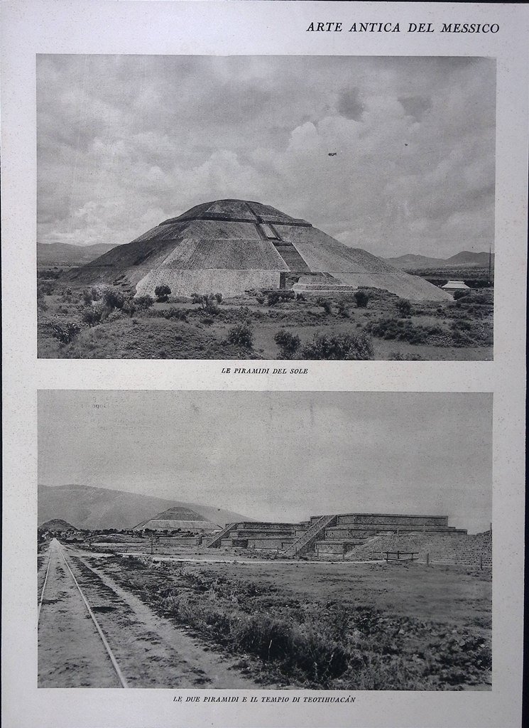 Stampa del 1928 Arte Antica del Messico Piramidi Sole Tempio …